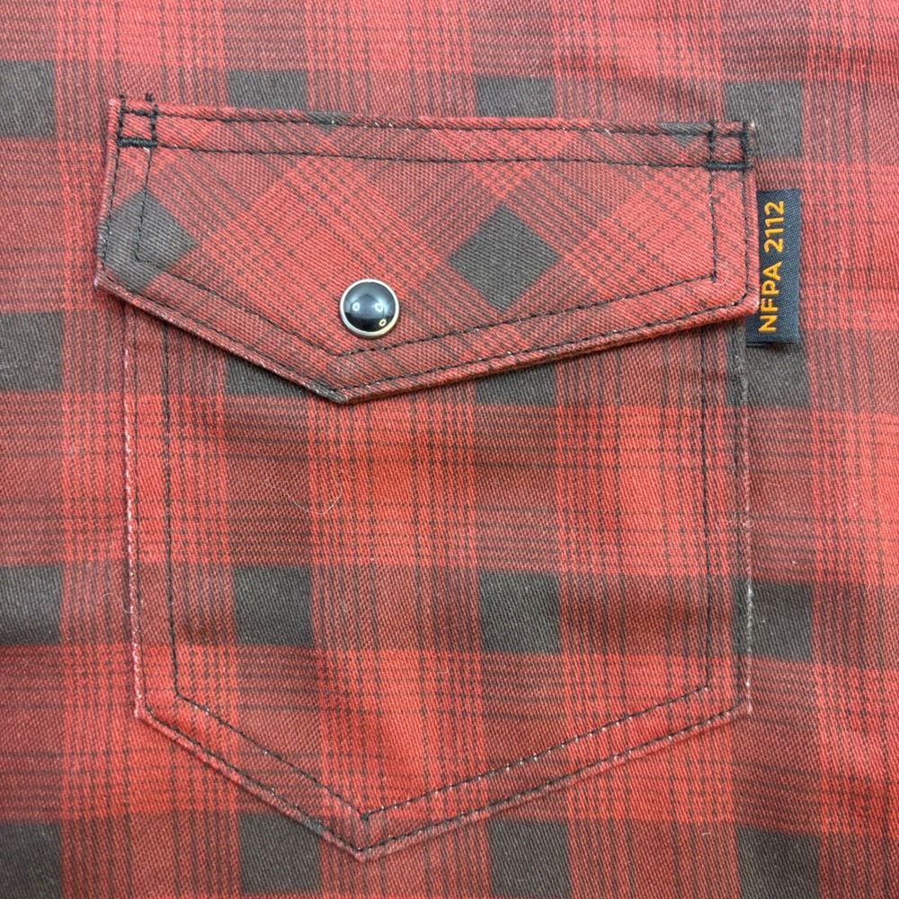 Cody James FR Mens Red Plaid Flame Resistant Western Snap Work Shirt 2XL NEW - Picture 12 of 14